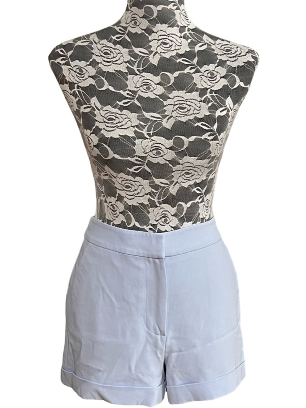 cinq a sept Pale Blue High-Waist Tailored Shorts